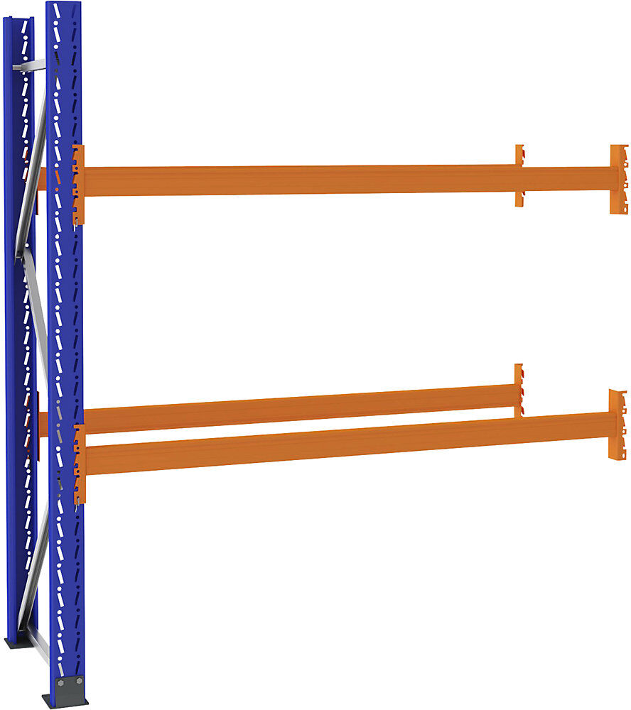 Palettenregal aus Stahl, blau/orange, HxBxT 2100 x 1925 x 750 mm, Anbauregal eurokraft pro