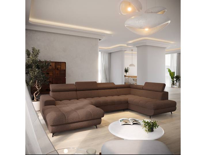 Masseno Ecksofa CORENO mit Schlaffunktion und Bettkasten, Ausziehbares Bettsofa - Braun, QUELLE 25
