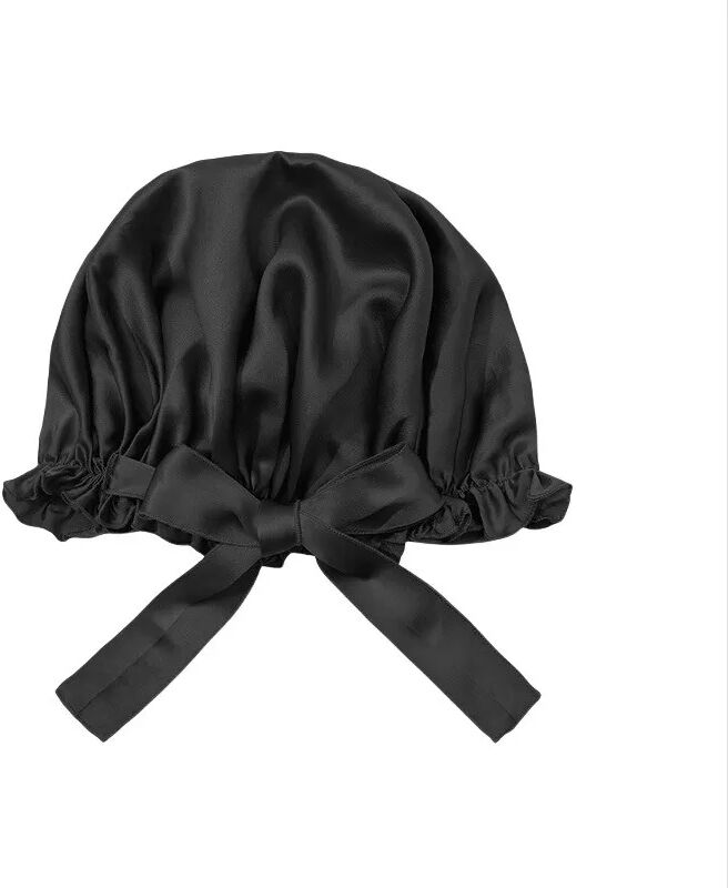 INF 19 Momme Seidenschlafhaube mit verstellbaren Bändern – Komfort und Schutz für Ihr Haar Schwarz