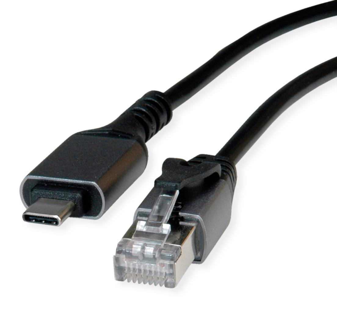 VALUE USB-C naar Gigabit Ethernet converterkabel, zwart, 3 meter