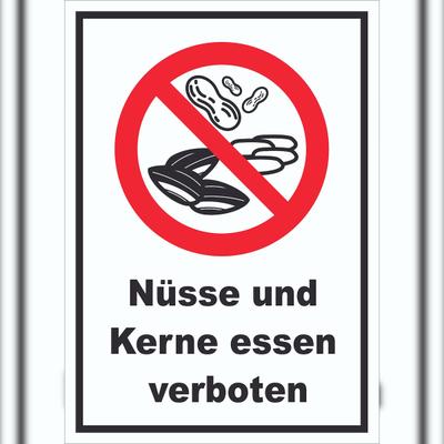HB-Druck Nüsse und Kerne essen verboten Schild A1 Rückseite selbstklebend