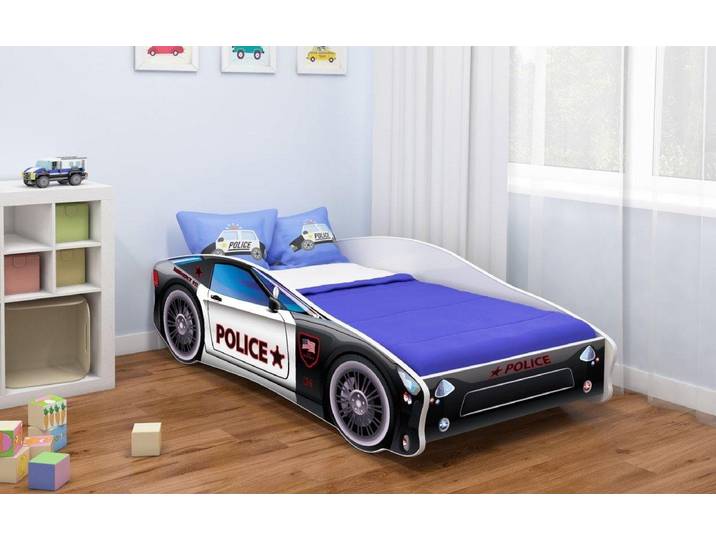 Kinderbett Car mit verschiedenen Motiven - 160x80 - Police - Luxusbetten24