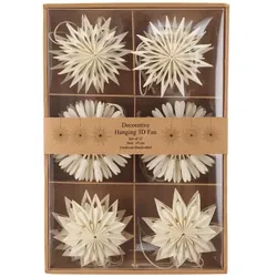 HOME STORY Papiersterne  12er Set   , creme , Papier Ø: 10
