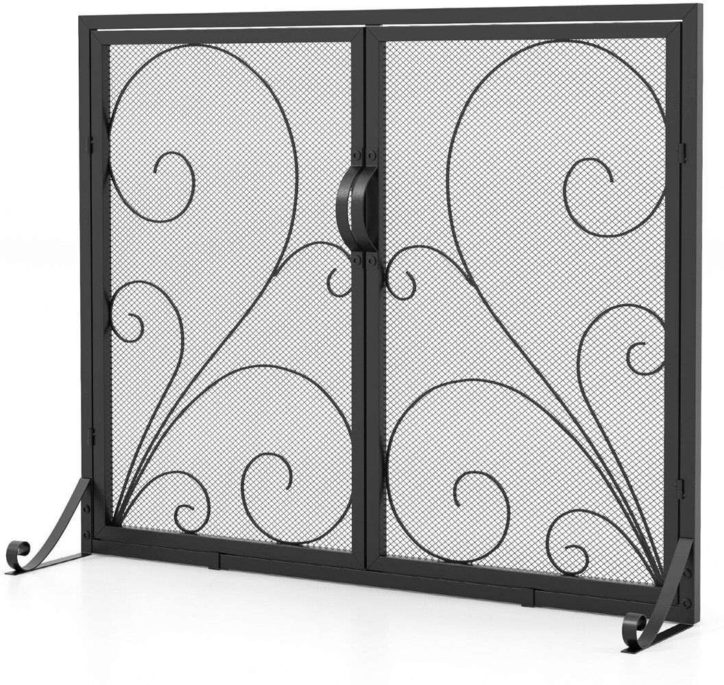Lark Manor Carlyle Metal Fireplace Screen Natural 78cm H X 96cm W X 35cm D
