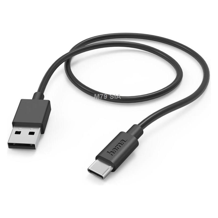Hama USB-Kabel, USB-A - USB-C, 1 m, Schwarz (1 m, USB 2.0) (00201594)