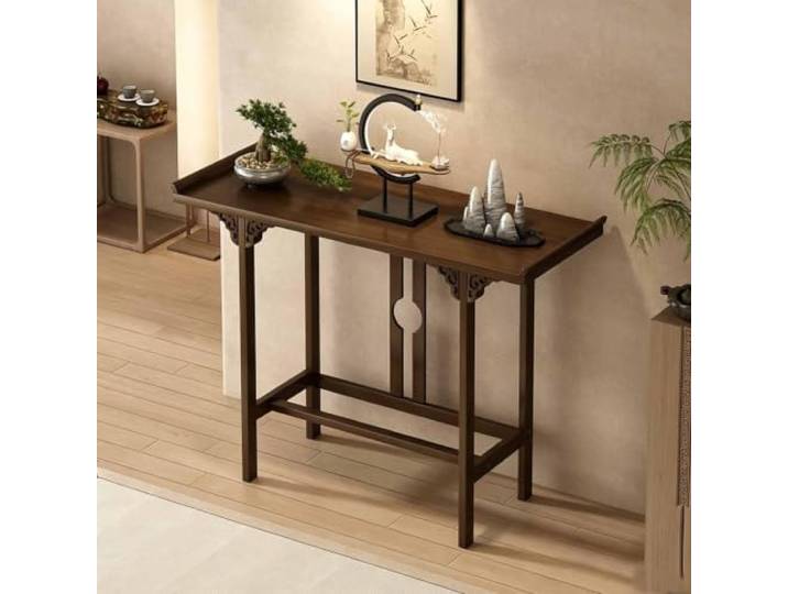 Buddhistischer Altartisch Bambus, Puja‑Tisch Meditationstisch Mit Schublade & Schrank, Konsolentisch Schmal, Flurtisch Für Eingang Wohnzimmer Kleine Räume