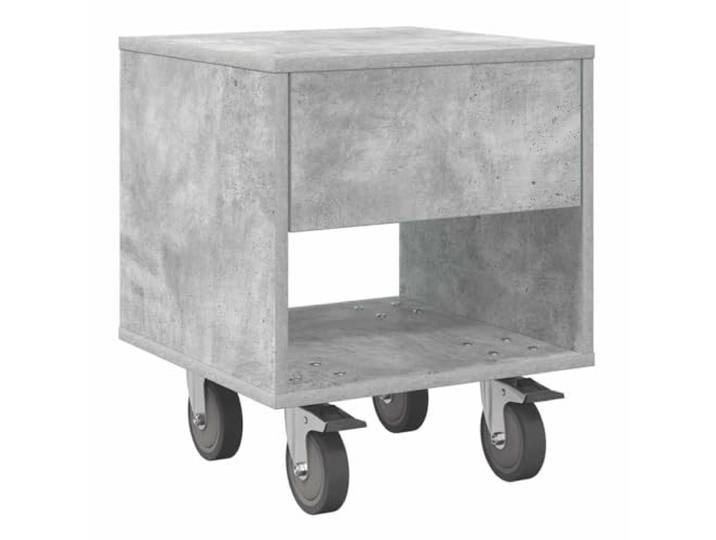 Fisinber Nachttisch Beton Grau 40,5x40x48 cm Beistelltisch Holzwerkstoff Kompakter Kommodenschrank für Schlafzimmer und Wohnraum mit geräumigen Fächern für Ordnung