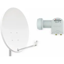 Opticum Opti QA60 Twin LNB LTP-04H gy (Parabolantenne, DVB-S / -S2), SAT Spiegel + SAT Antennen, Grau