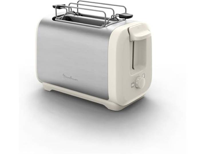 Subito broodrooster, 2 sleuven, broodjeswarmer, Moulinex, sneller roosteren, energiebesparend, modern design, roestvrij staal, beige afwerking, LT5S1AE0