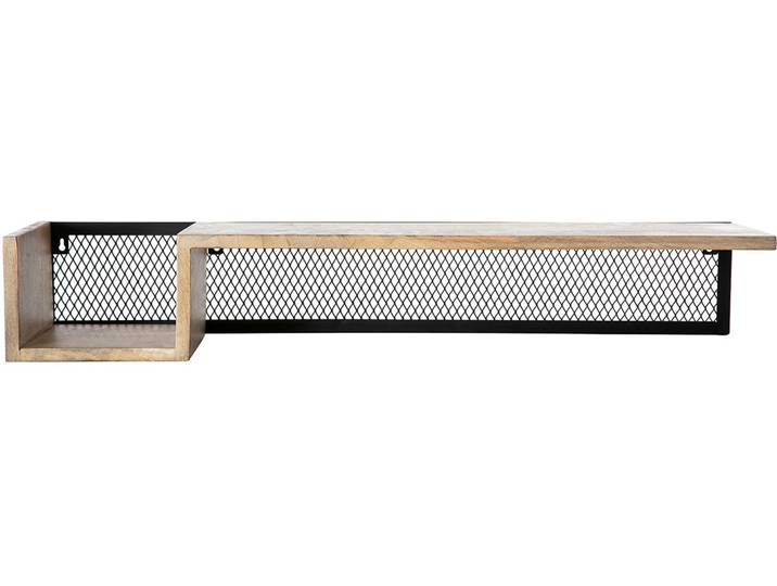 Étagère murale industrielle en bois manguier massif et métal noir L90 cm RACK