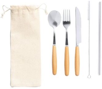 Set Posate Basuky acciaio inox e legno 8.5x24cm 110g Personalizzate o neutre