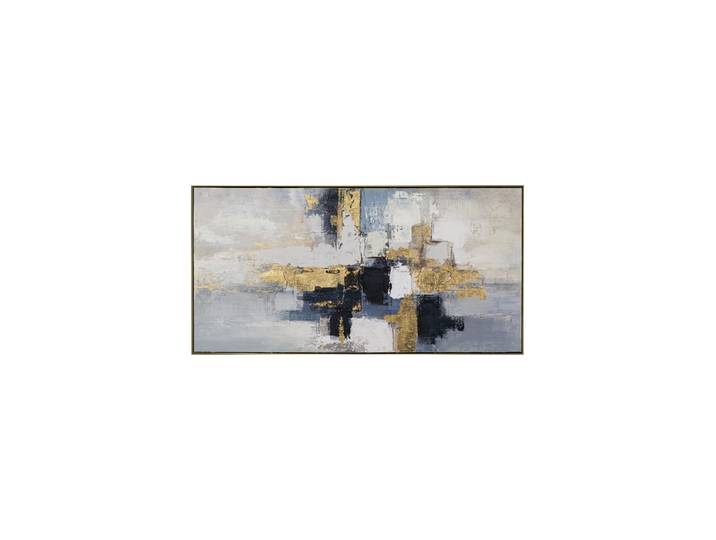 Handgemaltes, gerahmtes Bild „Gold reflektiert Blau“ 70.5 x 142.5 cm Multicolor Crea Collection
