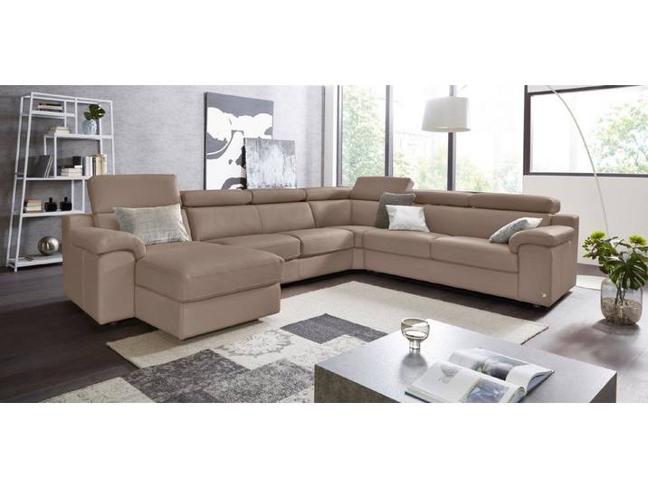 CALIA ITALIA Wohnlandschaft CS_Mambo, U-Form, Familiensofa, bequem und zeitlos, in Leder, inklusive Kopfteilverstellung
