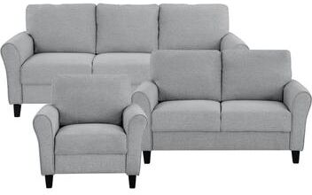 Fremont & Park Diboli Chenille 3-Piece Living Room Set - Wood Finish Exposed Feet