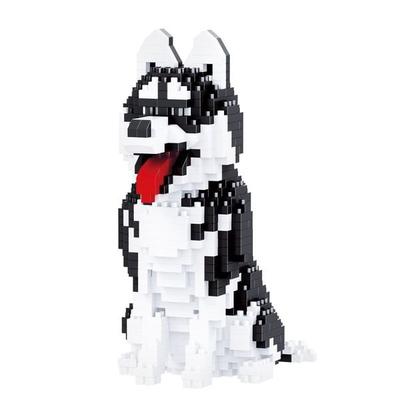 BALODY Hund: Husky, klein, DIY Bausatz aus Miniblocks, 753 Klemmbausteine