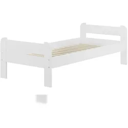 Erst-Holz Einzelbett 90x200 Kiefer Echtholz waschweiß mit wählbarem Zubehör V-60.39-09W Rollrost inkl.