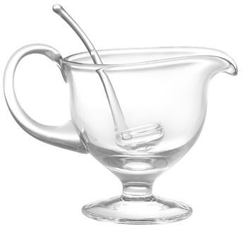 "Majestic Gifts European High Quality Glass Gravy Boat W/ Ladle, Gravy is 8.5""L x 5""H, Ladle is 5.5"" L- 12..5 OZ."