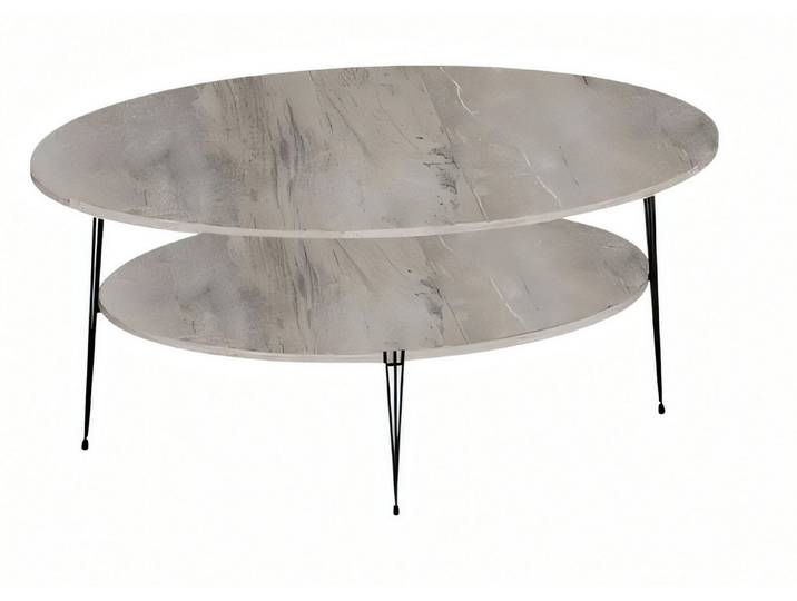 Xlmoebel Couchtisch Grauer Holztisch im modernen Design von XLMOEBEL (Packung, Ovaler Couchtisch), Made in Europa
