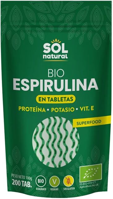 Sol Natural Spirulina Em Comprimidos Bio 200 Tabs