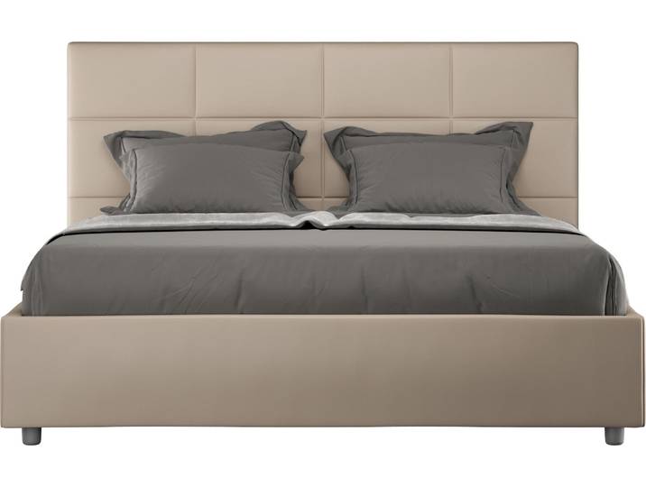 ITYHOME - Lit avec sommier rembourré 160x190 similicuir taupe Mika