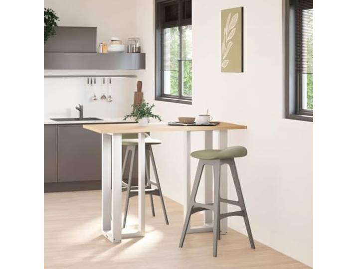 KTHLBRH Bartischbeine T-Form 2 STK. Weiß 40x35x100 cm Stahl Pulverbeschichteter Stahl, verstellbare Nivellierfüße, vorgebohrte Löcher, für Stehtische