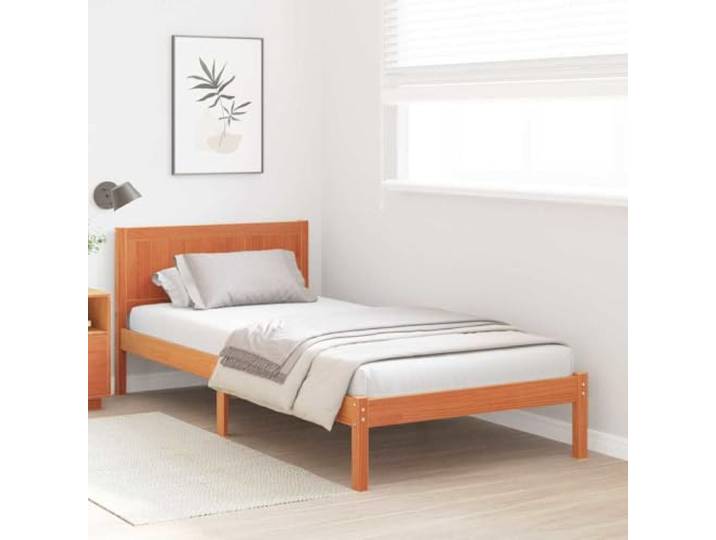KTHLBRH Bettgestell, braun, 80 x 200 cm, Kiefer, Massivholz Modernes rechteckiges Design, einfache Montage, einfache Wartung, max. 100 kg