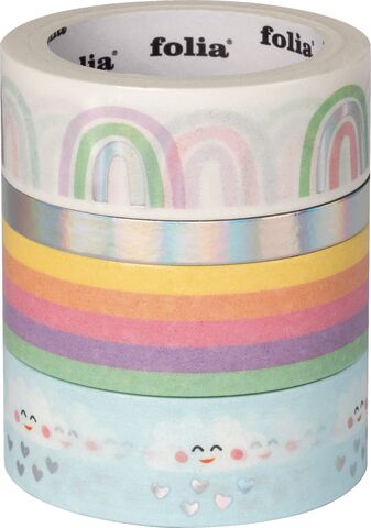 folia Deko-Tapes Regenbogen, 5–15 mm, 20 m