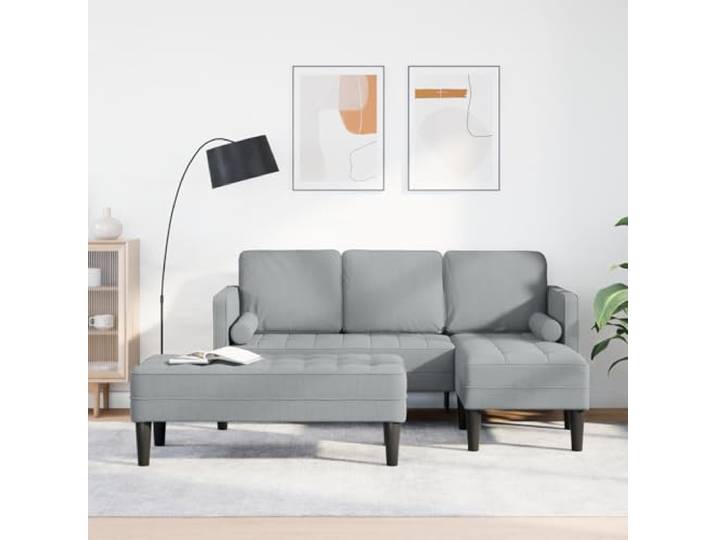 HEFZGDB L-förmige Sofagarnitur mit Kissen in Hellgrau aus strapazierfähigem Polyester, modulares Design für Flexible Raumgestaltung, hochdichte Schaumkissen für optimalen