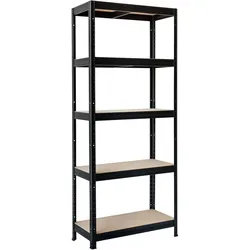 Dauertiefpreis - Metallregal mit Holzböden Biedrax 35 x 75 x 180 cm schwarz - 5 Fachböden MDF