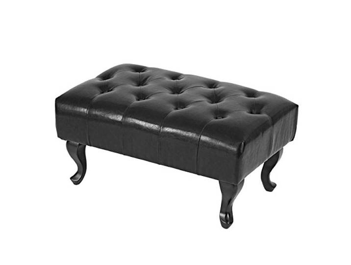 Mendler Ottomane Chesterfield 39x77x47cm - schwarz Sitzhocker, Fußablage, Hocker, Kunstleder
