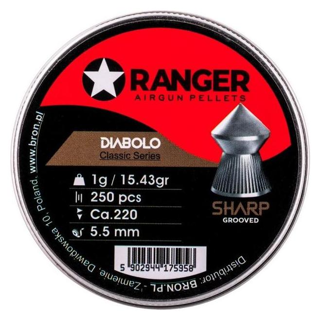Ranger Ink Śrut 5 5 mm RANGER Diabolo Classic Sharp Grooved szpic molet. 250 szt. 1 00 g (RANGER)