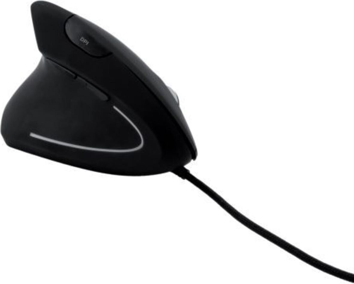 MediaRange MROS231 ergonomische optische muis met 6 knoppen en kabel, zwart