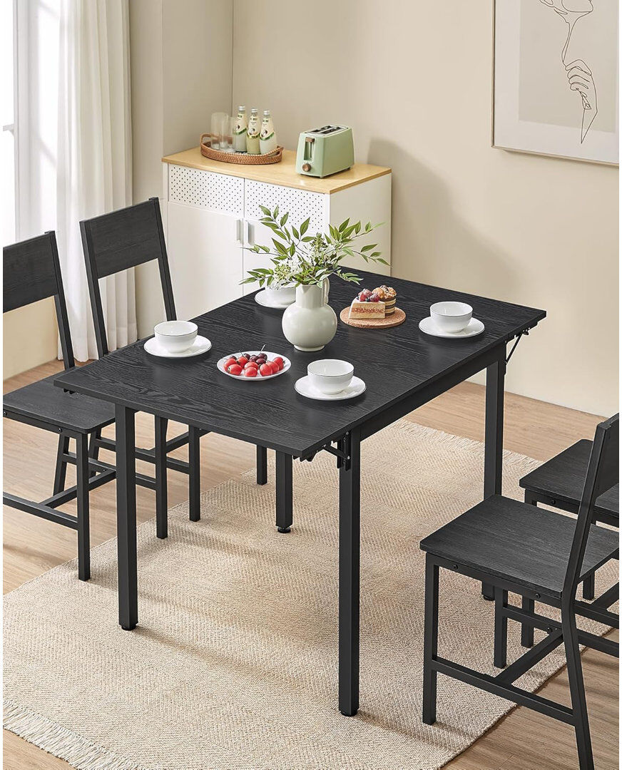 Borough Wharf Brimmer Metal Base Dining Table Black/Black