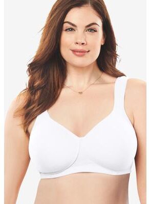 Plus Size Women's Cotton Wireless Lightly Padded T-Shirt Bra by Comfort Choice in White (Size 50 DDD)