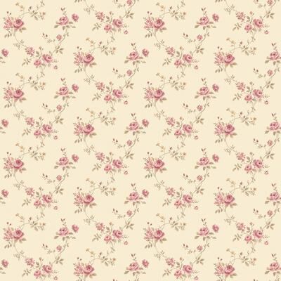 Galerie Wallcoverings Miniatures 3 Rose Floral Trail Design Vinyl on Non-woven Matte Wallpaper Roll