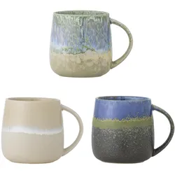 Bloomingville, Tasse, - Cloe Mug - Blue - Stoneware (400 ml, 3x)