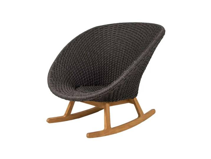 Cane-line Chaise à bascule Peacock Dark grey, Cane-Line soft rope, teak