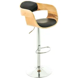 Décoshop26 - Bequemer Barhocker im modernen Design aus Holz und schwarzem Kunststoff 10_0001173