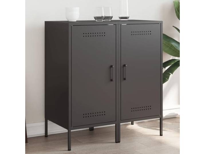 Jkghdrt Sideboard 2 STK. Schwarz 36x39x79 cm Stahl Industrie-Design Kaltgewalzter Stahl, verstellbare Füße, Türen, pflegeleicht, Standschrank
