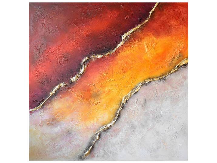 Monee Ölgemälde, Mehrfarbig, Abstraktes, quadratisch, 80x80 cm, Made in Europe, handgemalt, einfache und schnelle Anbringung, pflegefrei – nicht gießen oder besprühen, Bilder & Rahmen, Bilder, Ölbilder