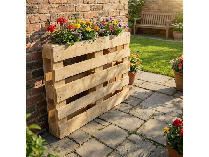 2er-Set Pflanzkasten für Europaletten, Blumenkübel aus verzinktem Metall, 38,5x13,5x8,5cm
