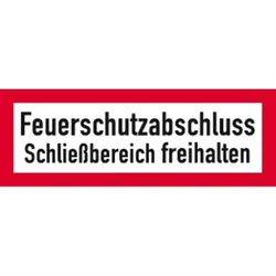 Aufkleber Feuerschutzabschluss Schließbereich freihalten, Folie, 297x105 mm