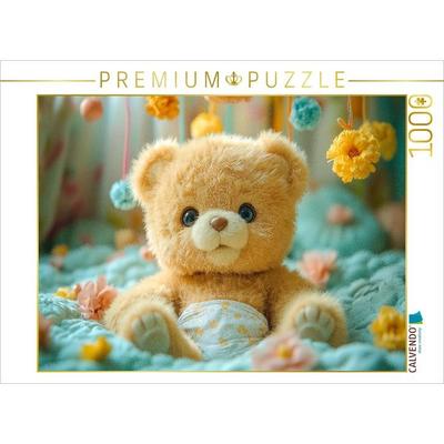 CALVENDO Puzzle Niedlicher Baby Teddybär auf dem Wickeltisch | 1000 Teile Lege-Größe 64x48cm Foto-Puzzle für glückliche Stunden