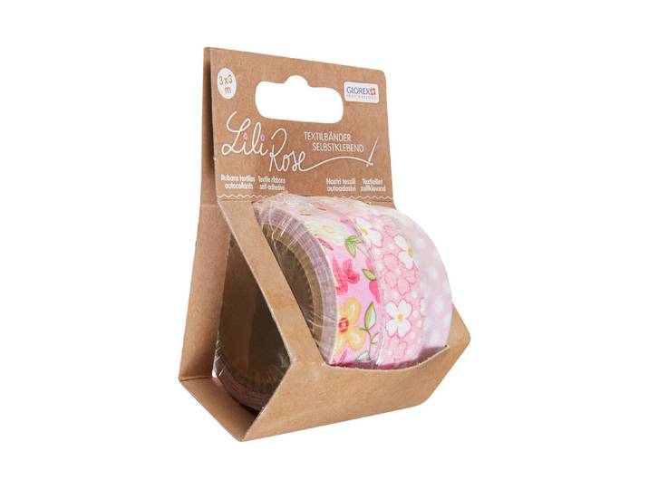 Glorex Selbstklebende Textilbänder Rosa 3 × 1 m 3 Stück