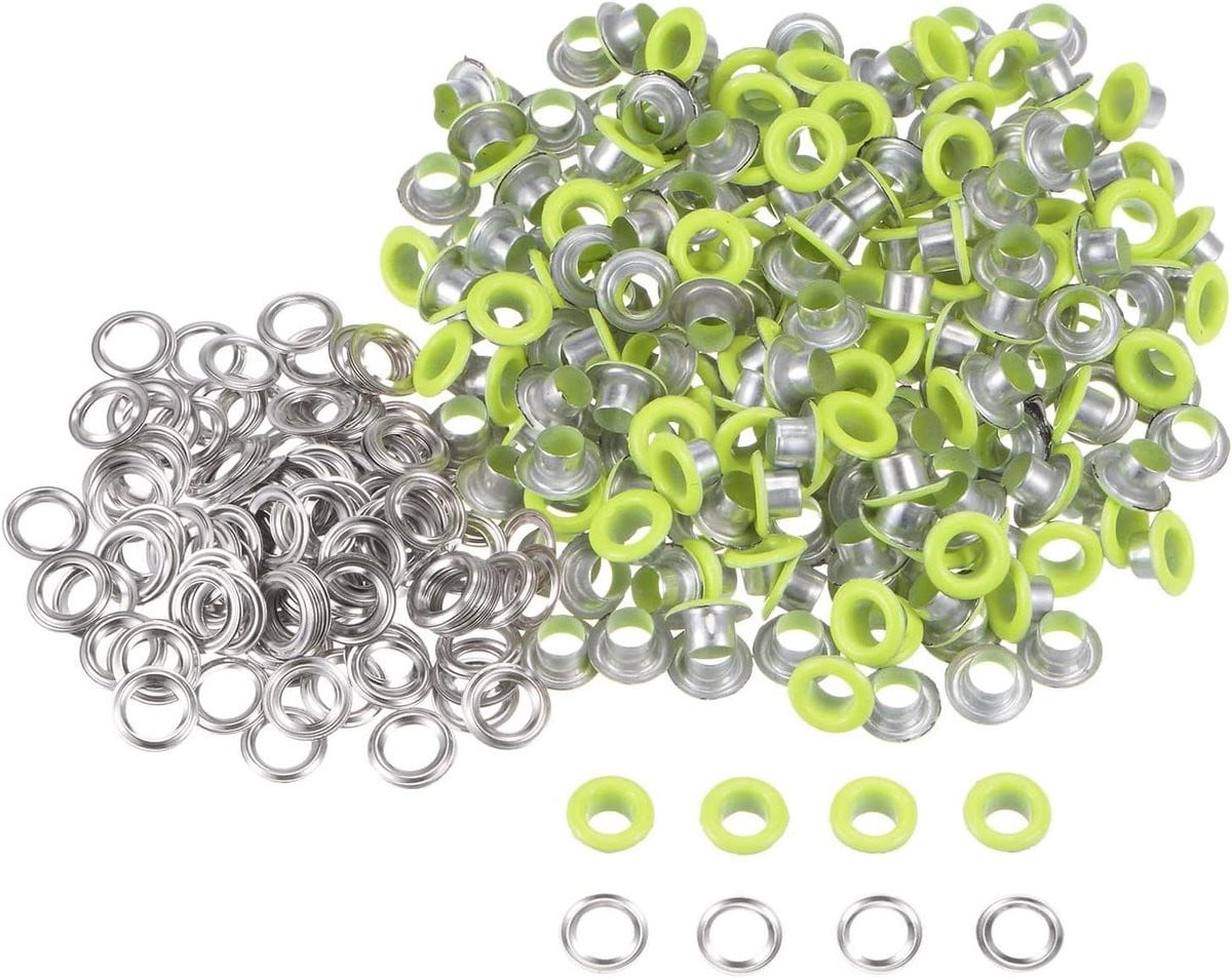 Grommets Kit Neon Groen - Metalen Oogjes voor DIY Projecten - 4,5 mm Binnendiameter