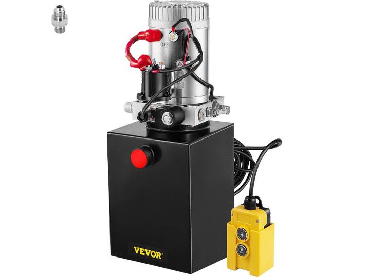 Pompe hydraulique VEVOR 6L\, unité hydraulique à simple effet\, 12 V courant continu\, pompe à main hydraulique à simple effet pour réservoir\, 6 quarts\, 3200 PSI\, connexion max. 6 ports
