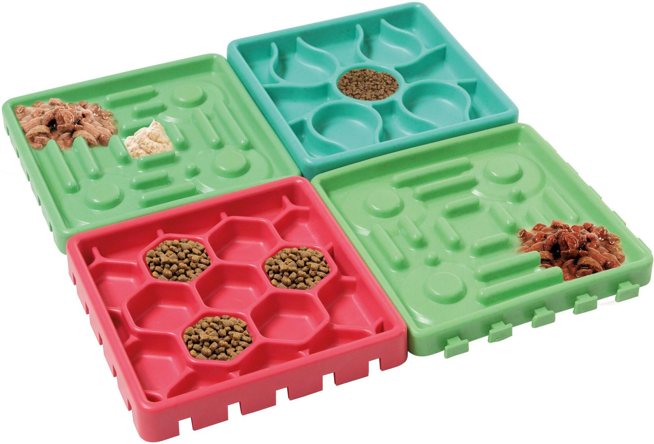 Napf-Set SWISSPET "Feed & Play Combo-Set 4er", rot, B:15cm H:2cm T:15cm, Näpfe, Napf-Set rot Einheitsgröße