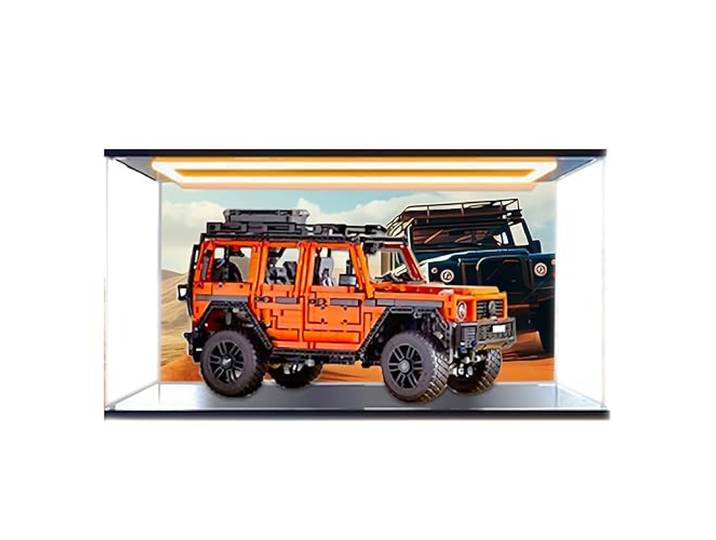HCAEIOFJ Transparente Acryl-Vitrine für Lego Technic 42177 Mercedes-Benz G 500, schwarz unten + Oben hell X2