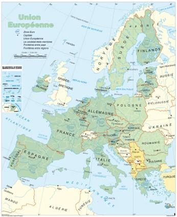 Craenen Carte murale - Union européenne - 100 x 120 cm - Plastifiée