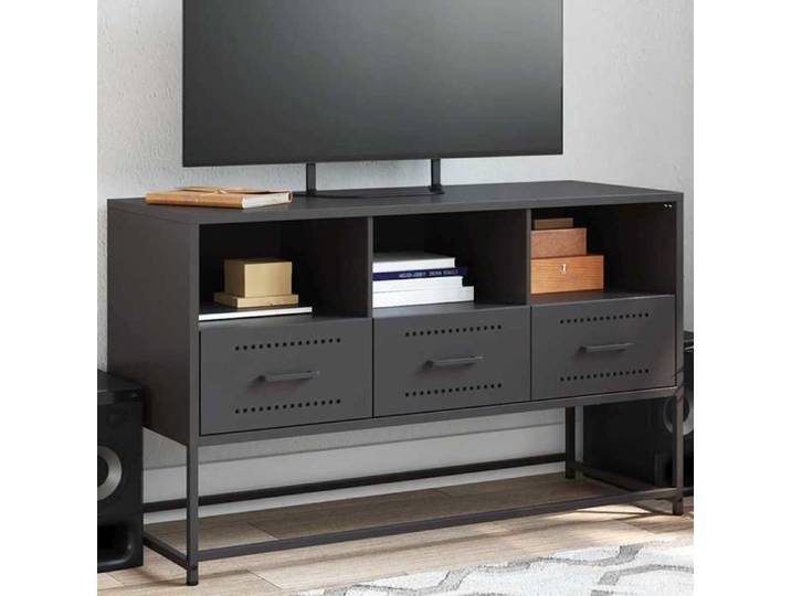 Noir Meuble TV noir 100 5x39x60 5 cm acier - ARMOIRE TV H11056